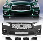 For 2014-2017 Infiniti Q50 Sport Front Bumper Cover/Bracket/Grille/Fog Light Kit
