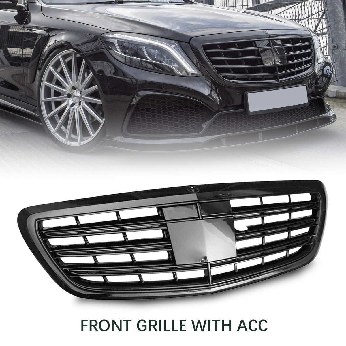 Front Grille W/ ACC For For 14-20 Mercedes Benz S-Class W222 S580 S600 S650 S680