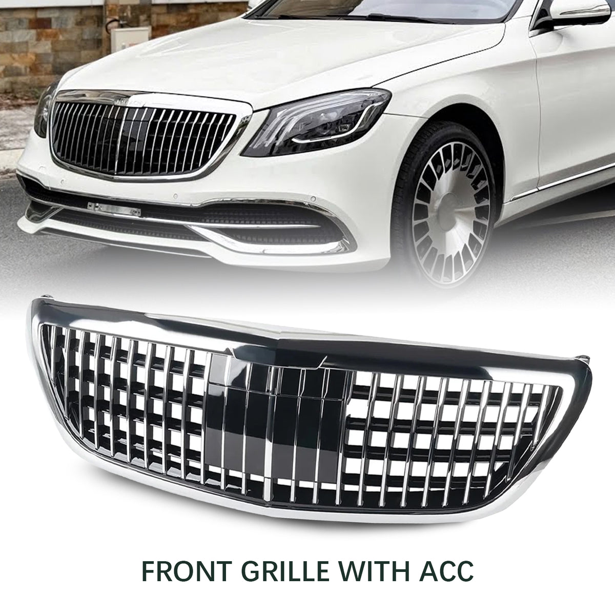 Chrome MayBach Style Front Grille W/ACC For 2014-2020 Mercedes Benz S-Class W222