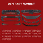 12PCS Front Bumper Grille Cover for 2025 Toyota Camry Hybrid Seda SE XSE W/Upper Filler Garnish & Inner Bracket Full Front Bumper Set Without Sensor Hole Replaces 52119AQ903, 52712AQ020