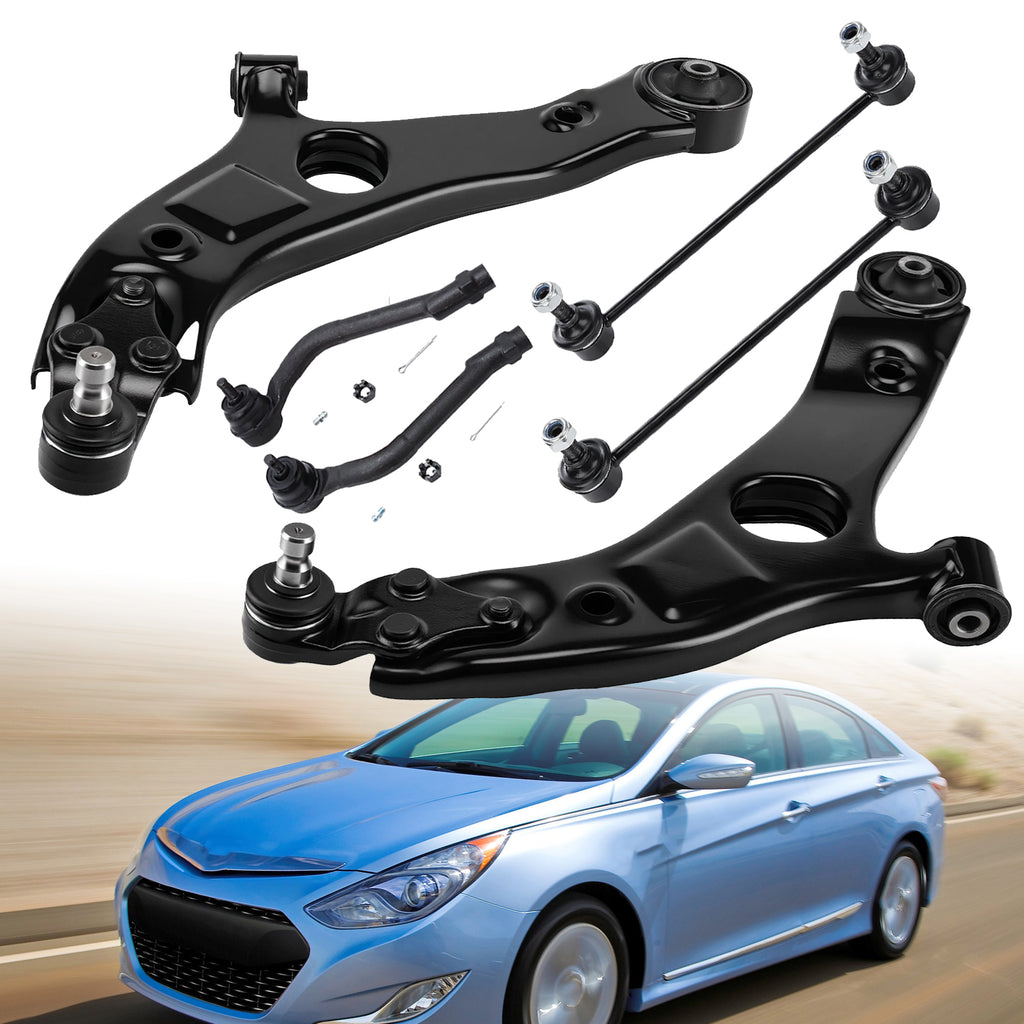 6X Front Lower Control Arms Tie Rods Sway Bars Fit Hyundai Sonata Kia Optima