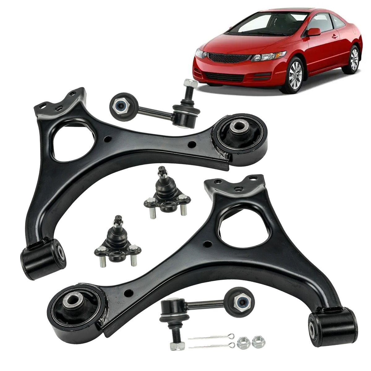 Set of 4 Front Lower Control Arm W/ball Joint Sway Bar For 2006-2011 Honda Civic