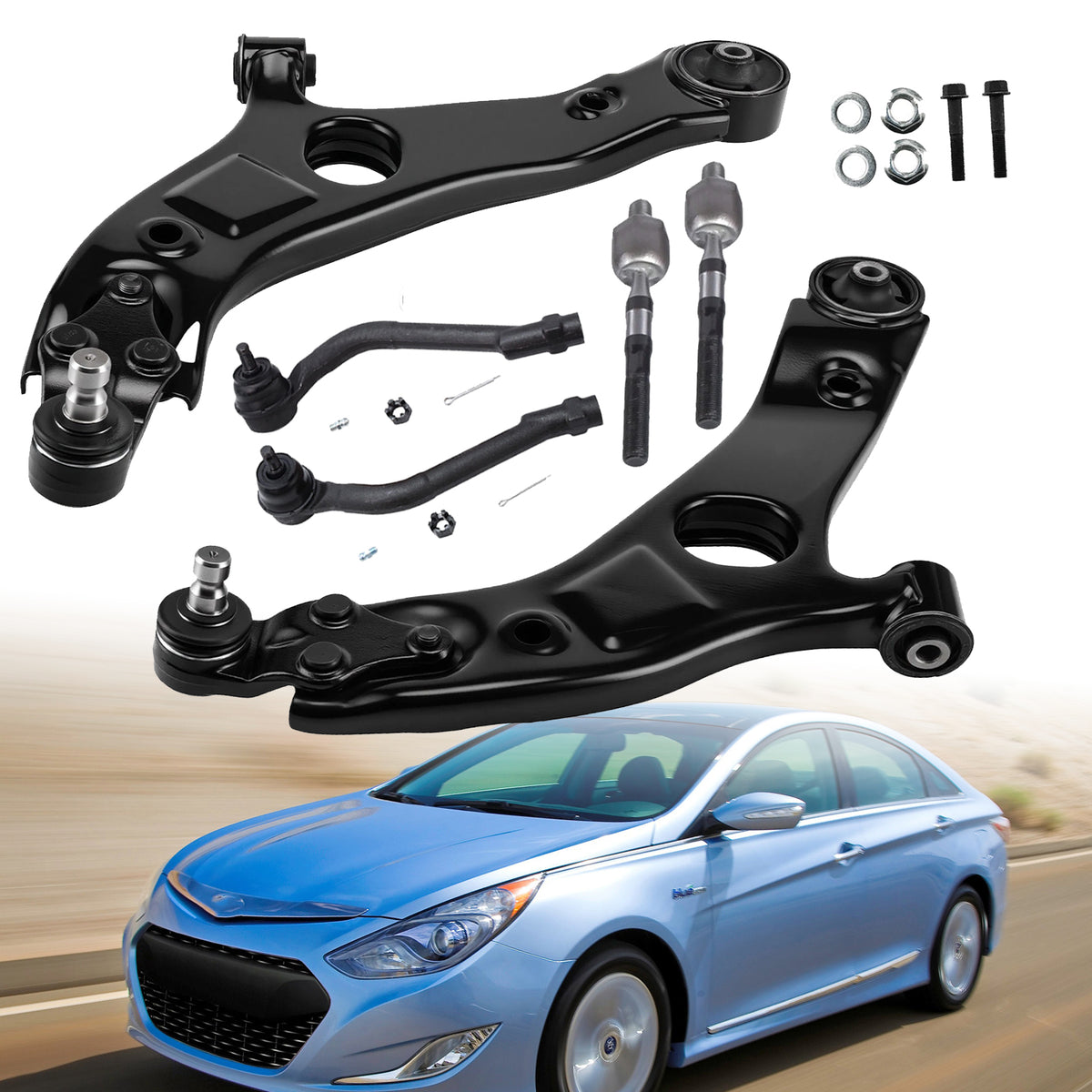 Front Lower Control Arms Tie Rods for 2012 2013 2014 Hyundai Sonata Kia Optima