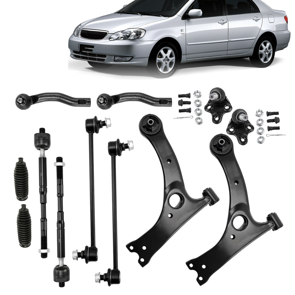 12 Pc Control Arm Ball Joint Sway Bar Tie Rod Kit for 2003-2008 Toyota Corolla