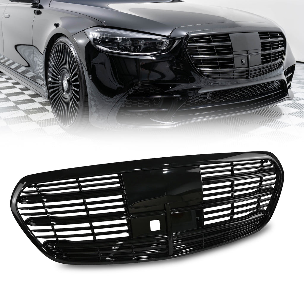 Glossy Black Front Grille Fits For 2021 22-2025 Mercedes-Benz W223 S500 S580